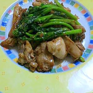 菜の花と鶏肉の中華風炒め